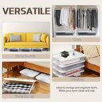 Beeveer 4 Pcs Plastic Under Bed Storage Containers with Lid Wheel Handle, Transparent Large Capacity Stackable Latching Storage Bins for Closet Bedroom Clothes Shoes Blanket(23.7 x 15.8 x 5.2,White) - Image 4