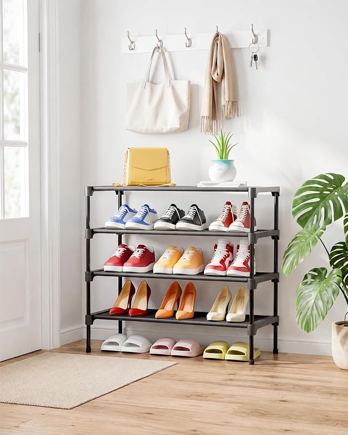 Kitsure Shoe Rack - Non-Woven Shoe Rack Shelf, Shoe Organizer for Closet, Entryway, Garage & Corridor, Stackable Shoe Shelves, X-Large, Black | Shoe Organizer for Closet, Entryway, Garage, Stackable Shoe Shelves, college dorm&apartment essentials - Image 2