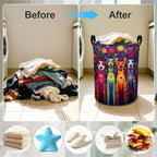 Dog Flower Laundry Basket Foldable Laundry Hamper With Handles Clothes Storage Bucket Organizer Laundry Bag For Bedroom Bathroom Laundry Storage 19.6 x 15.7 - Image 4