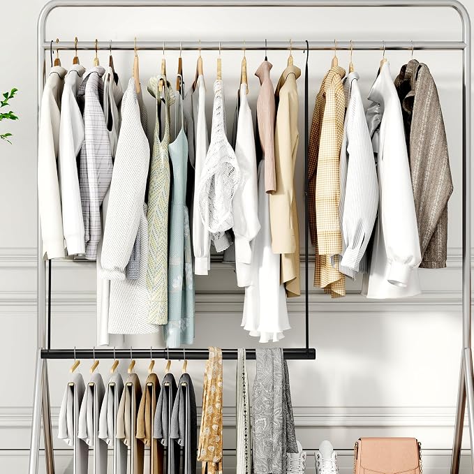 STORAGE MANIAC Hanging Closet Rod, Adjustable Width and Height Closet Hanging Organizer, Space-Saving Clothes Hanging Bar, Closet Extender Hanging Rod Double Closet Hanging Rod, 2 Pack Black - Image 9