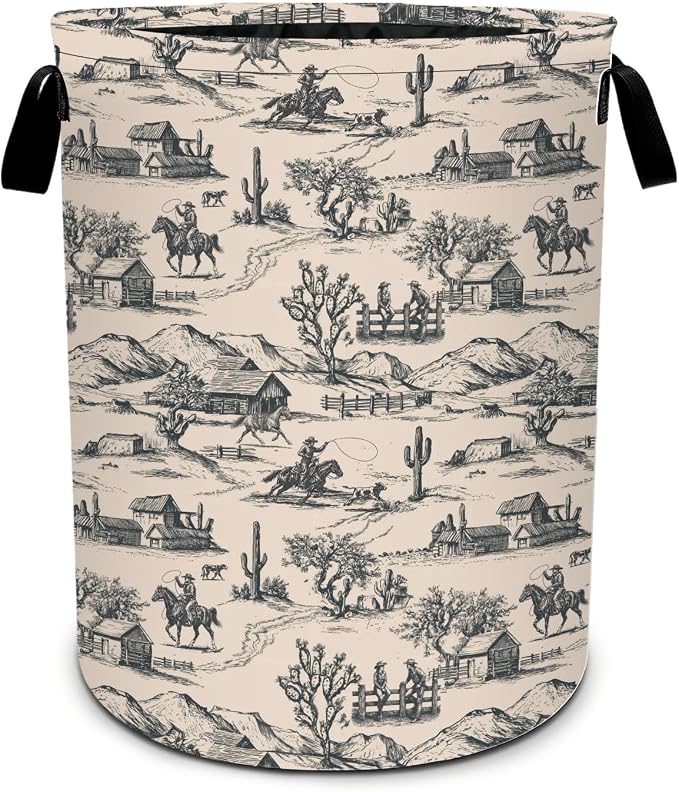 Western Horse Laundry Basket Foldable Oxford Laundry Hamper With Handle For Room Bathroom Bedroom by Yopiiefa