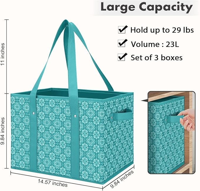 Reusable Grocery Bags 8 Pack, Foldable & Water Resistant Shopping Bags - Image 2
