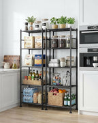 Sakugi Storage Shelves - Set of 2, 5-Tier Metal Shelf Organizer, Space-Saving Garage Shelving with Leveling Feet, Standing Shelves Organizer for Kitchen, Laundry, Pantry (18.4" x 12.6" x 57.4", Black) - Image 7