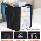 TasticTotes 120L Extra Large Blanket Clothes Storage Bags, Gray, 2 Pack | Foldable Blanket Storage and Organization, Thick Fabric Containers with Reinforced Handles & Zippers for Comforters, Bedding - Image 4
