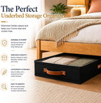 HOMELUX THEORY Under Bed Storage, Large 2pc with Lid, Black | Drawer-style pull-out design, Fits blankets, clothes, fabric & shoes, Bins with lids, Bedroom & closet storage - Image 7