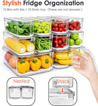 SMRCAD Clear Fridge Bins with Drain Trays - BPA-Free PET, Stackable - Image 5