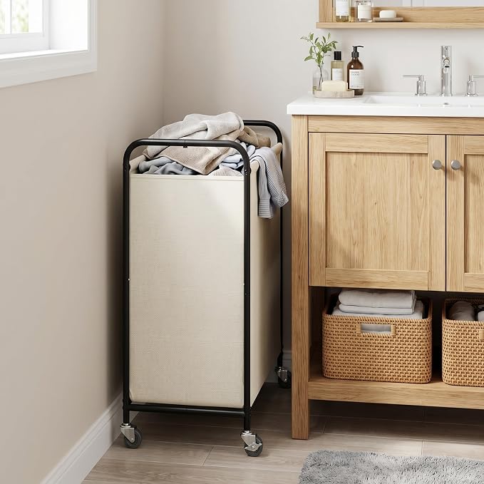 GRANNY SAYS 2 Section Laundry Sorter, 130L Large Hamper Basket with Wheels - Image 7