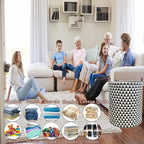 Waterproof Laundry Hamper Collapsible Laundry Basket Leather Handle Laundry Bag Large Clothes Storage Toy Organization for Bathroom Bedroom Laundryroom College Dorms (Hesan-002) - Image 5