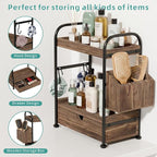 2-Tier Bathroom Counter Organizer with Drawer, Wooden Vanity Skincare Shelf - Image 6