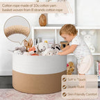 INDRESSME 115L Extra Large Woven Rope Blanket Basket Living Room - Image 3