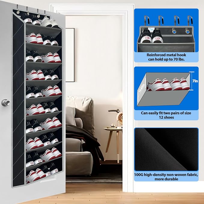 10 Tiers Shoe Organizer for Closet, 20 to 30 Pairs Shoe Rack Door - Image 5