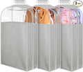 MISSLO 10" Gusseted Garment Bags for Hanging Clothes 32" Suit Bags for Closet Storage Clothing Covers for Shirts, Coats, 3 Packs, Grey by MISSLO
