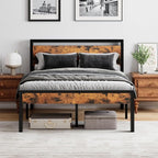 Sweetcrispy Queen 14 Inch Bed Frame with Wood Headboard, Rustic Brown - Image 7