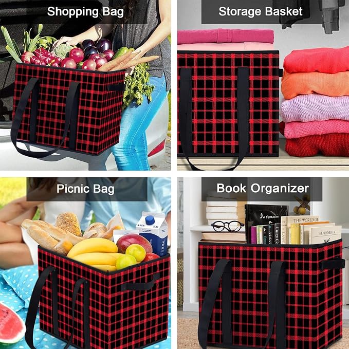 Reusable Grocery Bags 3 Pack, Foldable & Water Resistant Shopping Bags - Image 7