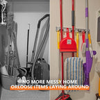 reliahom Broom Holder Wall Mount Mop Hanger Tools organizer 4Racks 5Hooks - Image 4