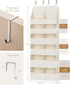 Criusia Over the Door Organizer, Extra Large 12 Compartments Closet Hanging Storage with 14 Mesh Pockets, 85lbs Capacity Behind the Door Storage for Baby Nursery, Bathroom, Bedroom, and Dorm, Beige - Image 2