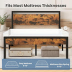 Sweetcrispy Queen 14 Inch Bed Frame with Wood Headboard, Rustic Brown - Image 6