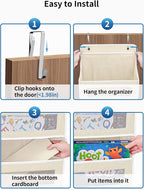 JARLINK Over the Door Organizer for Pantry, Bathroom, 5 Shelf Beige, 2 Pack | Anti-Tilt Design, 44 lb Load Capacity, Hanging Door Organizer with 5 Large Capacity Pockets, Behind Door Storage for Nursery - Image 7