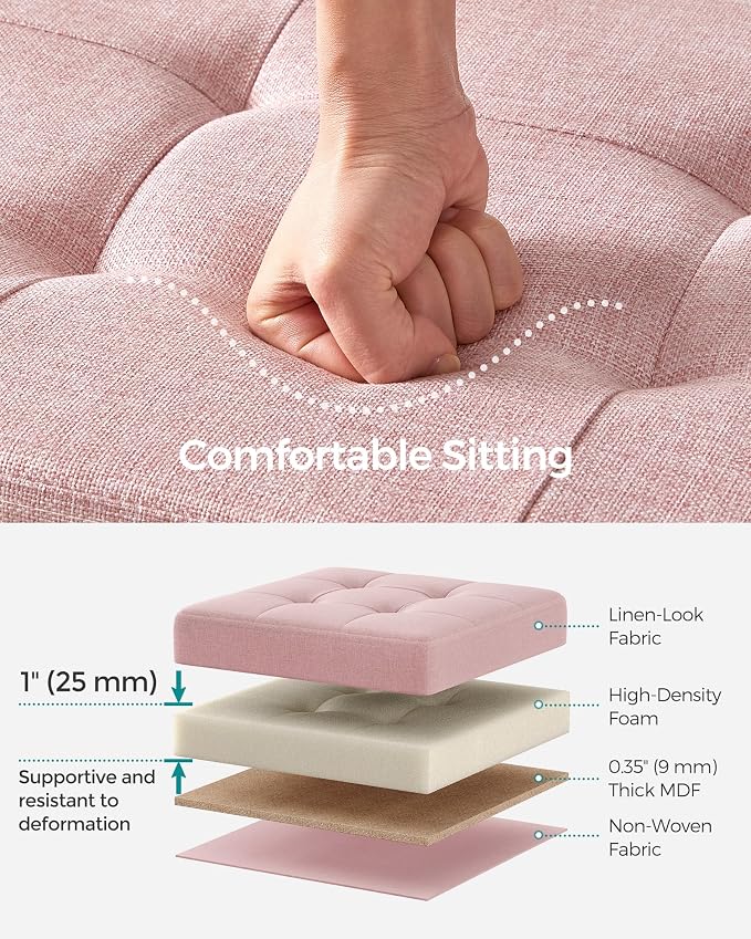SONGMICS 30 Inches Folding Storage Ottoman Bench, Load 660 lb | Ottoman Foot Rest, Storage Chest, for Living Room, Entryway, Jelly Pink and Ink Black, MINOTA Collection ULSF047R11 - Image 4