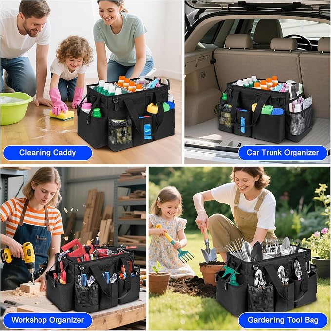 Cleaning Caddy Bag, Cleaning Supplies Organizer for Housekeepers, Housekeeping Caddy with Handle and Detachable Padded Cushion, Black - Image 6