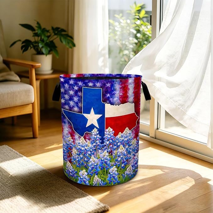 Texas Flower Laundry Basket Foldable Laundry Hamper With Handles Clothes Storage Bucket Organizer Laundry Bag For Bedroom Bathroom Laundry Storage 19.6 x 15.7 - Image 5