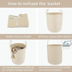 XUANGUO Cotton Rope Laundry Basket Hamper for Clothes, beige - Image 7