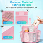 EUDELE Mesh Shower Caddy Portable for College Dorm Room Essentials,Portable Shower Caddy Dorm with 9-Pocket Large Capacity, Shower Bag for Beach, Swimming, Gym, Travel essentials, Pink - Image 5