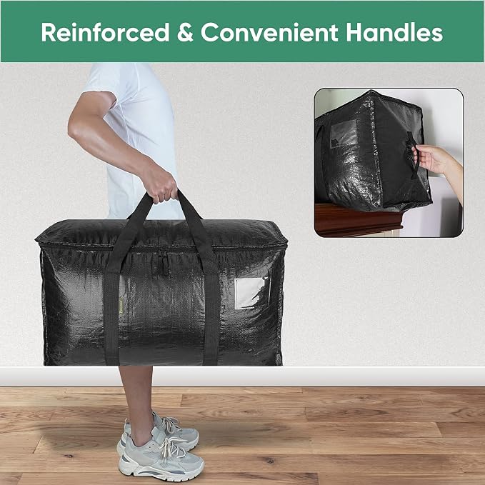 BALEINE 2-Pack Oversized Moving Bags with Reinforced Handles, Heavy-Duty Storage Tote for Clothes, Moving Supplies (Black, 2-Pack) - Image 5
