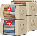 Fab totes 90L Clothes Storage, Foldable Thick Fabric Blanket Storage Bags | Foldable Containers with Zippers,Window and Handles for Organizing Bedroom, Closet, Comforter, Bedding,Dorm essentials by Fabtotes