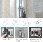 homeasy Mop Broom Holder No Drill, Mop Broom Organizer Wall Mounted Heavy Duty with Hooks Hanger, Self Adhesive Stainless Steel 4Pcs for Bathroom, Kitchen, Office (Silver) - Image 3