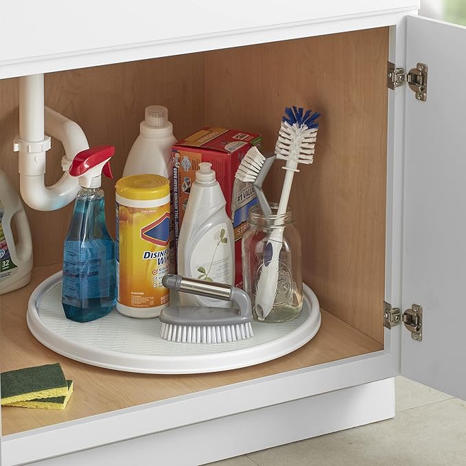 Copco Basics Non-Skid Lazy Susan for Under Sink and Cabinet Storage, 18 Inch, Crystalline - Image 4