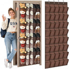 Windyun 1 Pcs 40 Pocket Over the Door Shoe Organizer Hang,Brown by Windyun