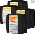 TasticTotes 120L Extra Large Blanket Clothes Storage Bags, Gray, 4 Pack | Foldable Blanket Storage and Organization, Thick Fabric Containers with Reinforced Handles & Zippers for Comforters, Bedding by Unknown