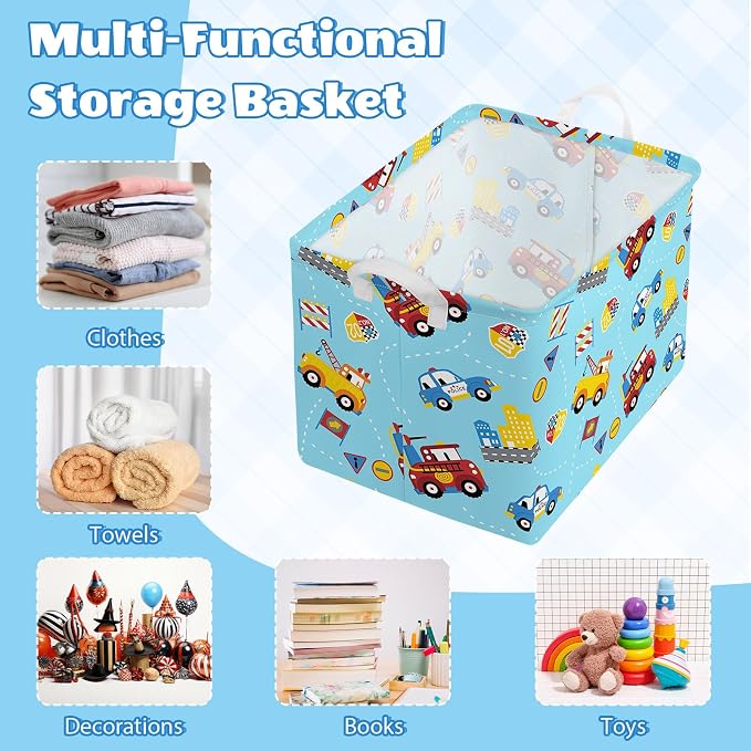 Collapsible Storage Basket Collapsible Fabric Laundry Basket with Handles - Image 5