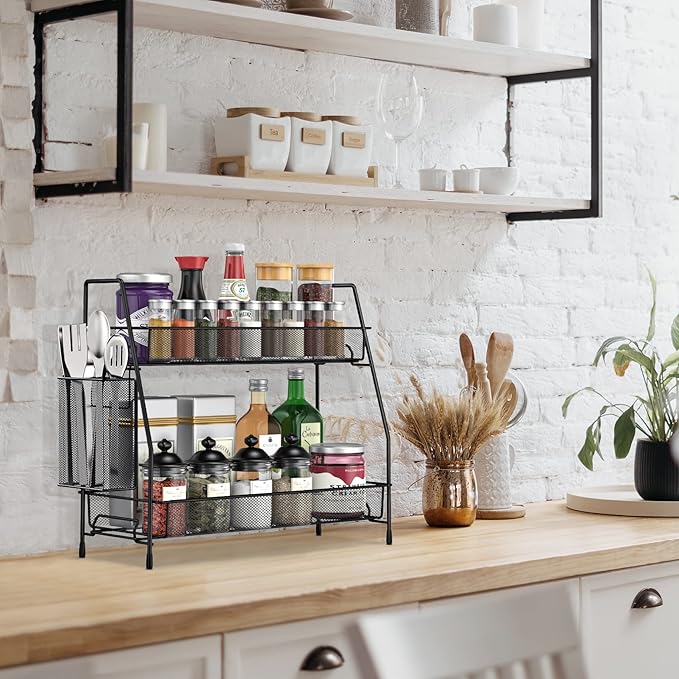 Bathroom Organizer Countertop, Spice Rack Organizer for Cabinet,Black - Image 4