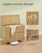 SONGMICS 4-SectionLaundry Hamper With Lid, PE Rattan, 55.5 Gallons (210 L) - Image 5