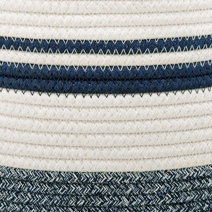 Woven Rope Laundry Hamper Basket by YOUDENOVA, 58L Tall Luandry Basket, Baby Nursery Hamper for Blanket Storage in Bedroom-Large-Blue - Image 10