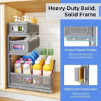 Under Sink Organizer, 3-Tier Thickened Metal Pull out Cabinet Organizer Shelf, Height Adjustable Slide out Storage Drawer Rack for Kitchen Bathroom Pantry Laundry Home Organization, 1-Pack, Grey - Image 6