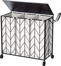 WOWLIVE Laundry Hamper 3 Section with Lid, 142L Laundry Basket with Wheels by WOWLIVE