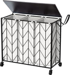 WOWLIVE Laundry Hamper 3 Section with Lid, 142L Laundry Basket with Wheels by WOWLIVE