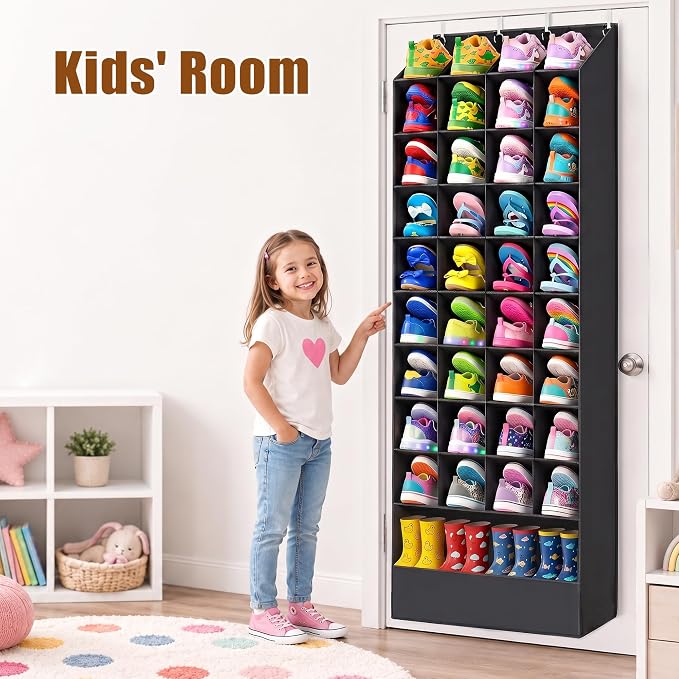 UVIAHOMI 30-40 Pairs Over the Door Shoe Organizer, 40 Breathable Pockets Hanging Shoe Storage for Closet, 10-Tier Door Shoes Rack, Handing Shoes Holder Fit All Family's Sneakers, Boots - Image 5