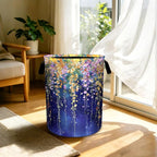 Flower Purple Laundry Basket Foldable Laundry Hamper With Handles Clothes Storage Bucket Organizer Laundry Bag For Bedroom Bathroom Laundry Storage 19.6 x 15.7 - Image 5