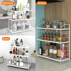 BOIVSHI Bathroom Countertop Organizer, 3-Tier Bathroom Counter Organizer, 8-Levels Height Adjustable, Bathroom Organizer for Kitchen, Livingroom, Office Storage, Metal White - Image 6