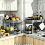 DEKAVA 2 Pack Under Sink Organizer, 2-Tier Sliding Cabinet Basket, Grey - Image 5