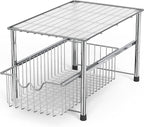 Deco Brothers Stackable Under Sink Organizer with Sliding Basket, Chrome - Image 3