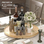 AMH 24-Inch Extra Large Lazy Susan with Solid Oak Base and Black Iron Rail - Image 4