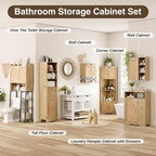 Rattan Over The Toilet Storage Cabinet with Adjustable Shelf and Large Space, Bathroom Organizers and Storage Over Toilet with Rattan Door, Metal Stand, Tall Storage Shelves Above Toilet, Natural - Image 7