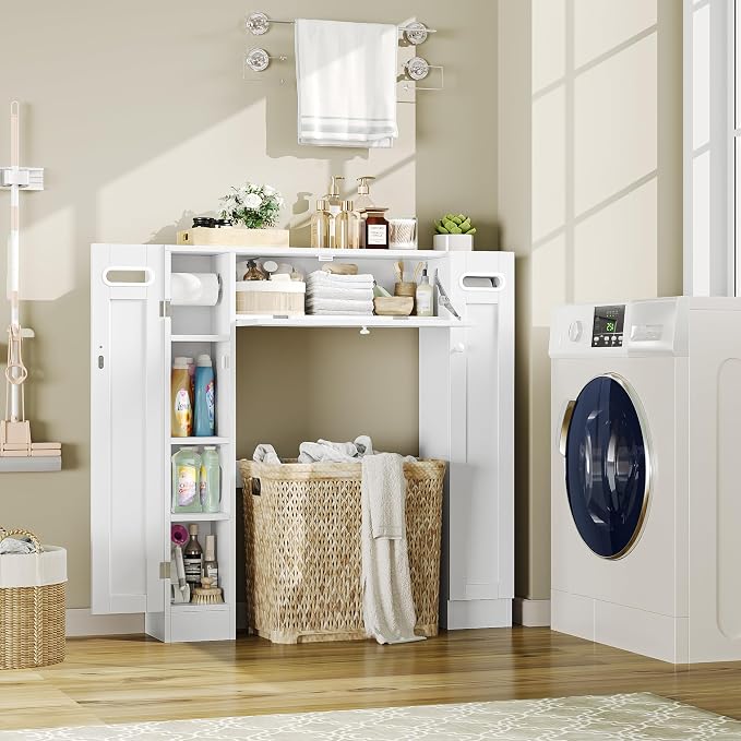 Keyluv Short Over the Toilet Storage Cabinet with Doors for Small Bathroom - Image 7