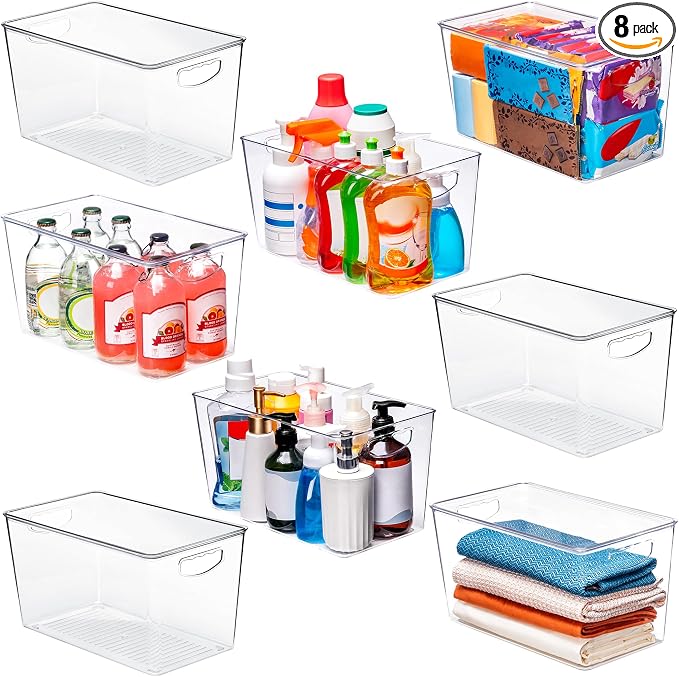 theaoo XLarge Clear Storage Bins with Lids, Stackable Containers, 8 Pack by theaoo