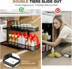 2-Pack 21.3 IN Depth Under Sink Organizer With Next-Gen Ball-Bearing Slides,Sophisticated Mesh 2-Tier Pull Out Shelf for Kitchen & Bathroom,Fits Small Items-Black - Image 4